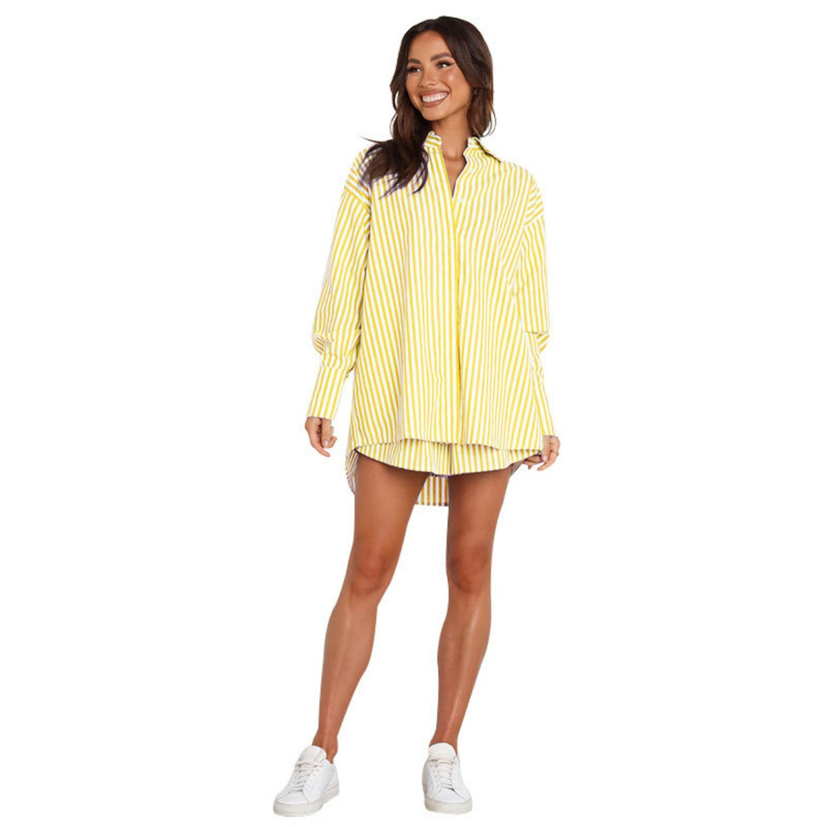 R&B | Fashion Shirt Gestreift Langarm Zweiteiliges Set