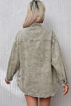 R&B | Button Up Pocketed Raw Hem Denimjacke