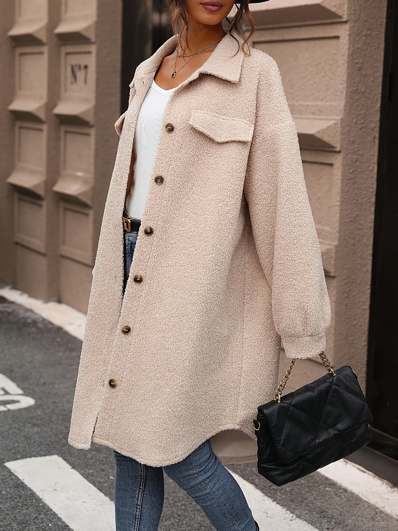 R&B | Oversized Mantel mit Großen Taschen Polyester Lässig und Trendy
