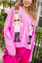 R&B | Weihnachtsnussknacker Pailletten Freizeit Strickjacke