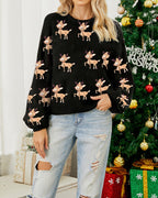 R&B | Reh Jacquard Weihnachtsstrickpullover