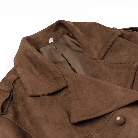 R&B | Trenchcoat mit doppelter Knopfleiste und Revers aus Velours Alana