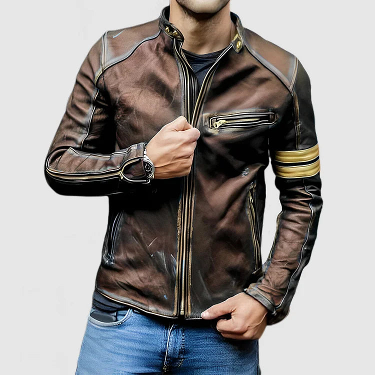 EB Stehkragen Farbe Block Biker Zip Up jacke