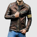 R&B Stehkragen Farbe Block Biker Zip Up jacke