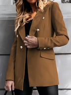 R&B | Lange Elegante Damenblazer Mit Doppelter Knopfleiste