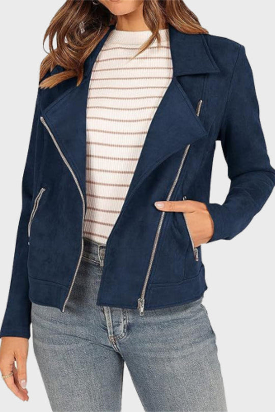 R&B | Wildleder Cropped Bikerjacke