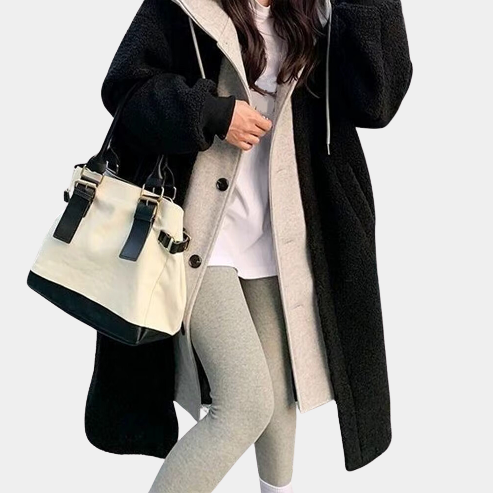 R&B | Lässige Lange Damenjacke mit Kapuze