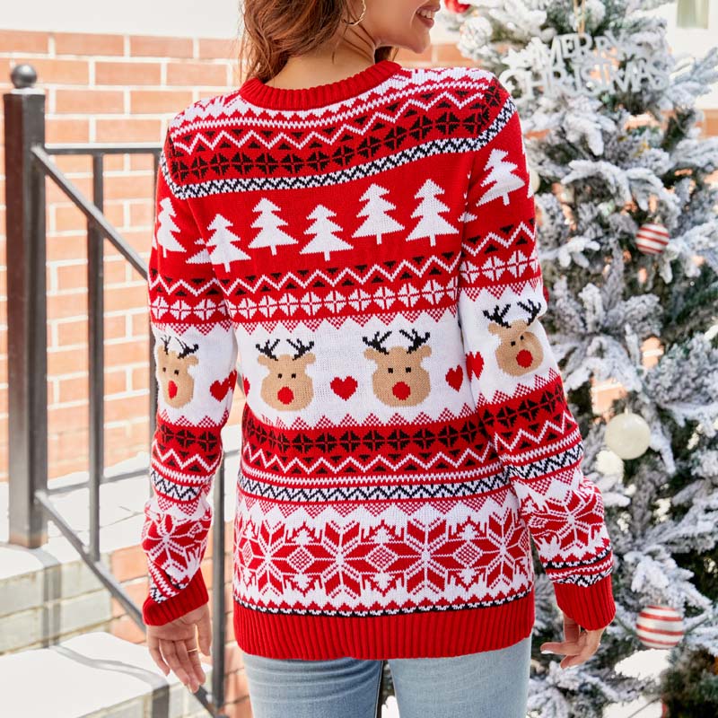 R&B | Weihnachtlicher Strickpullover Mit Rentiermotiv
