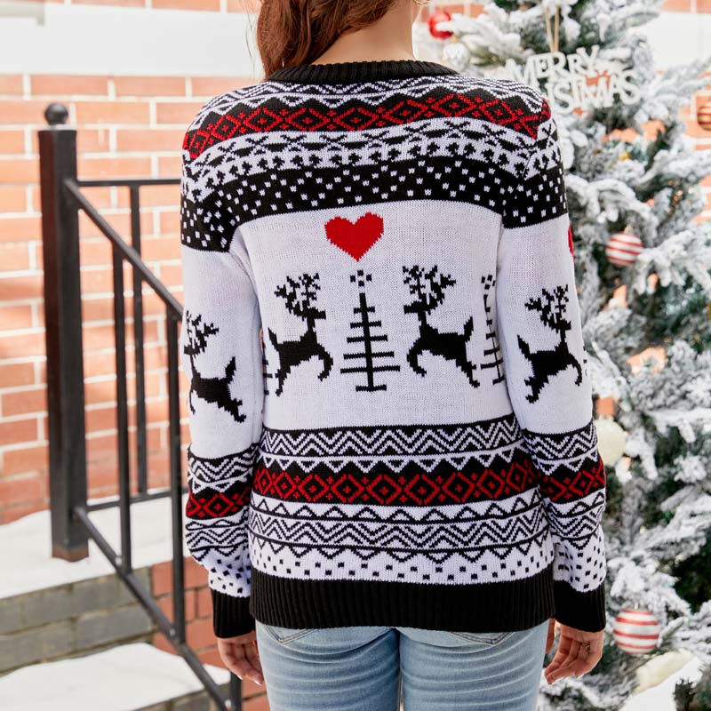R&B | Weihnachtlicher Strickpullover Mit Rentiermotiv