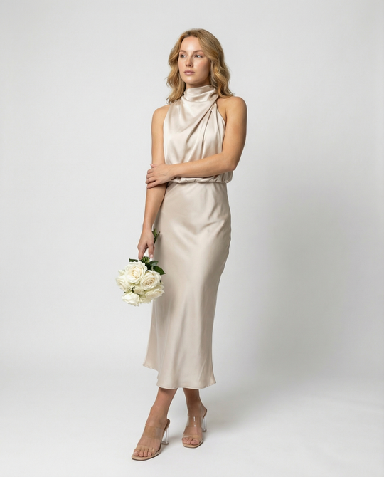 Glänzendes Langes Abendkleid mit Elegantem Schnitt | R&B