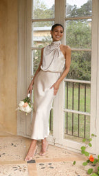 R&B | Satin ärmelloses Festkleid