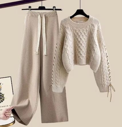 R&B | Strickpullover Weite Lockere Beine Zweiteiliges Satz