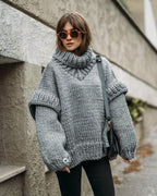 R&B | Strick Oversize Rollkragenpullover für Damen