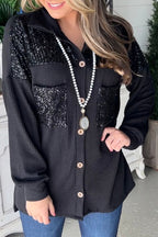 R&B | Gerippte Blusenjacke mit Pailletten-details Polyester-mischung Festlich und Trendy