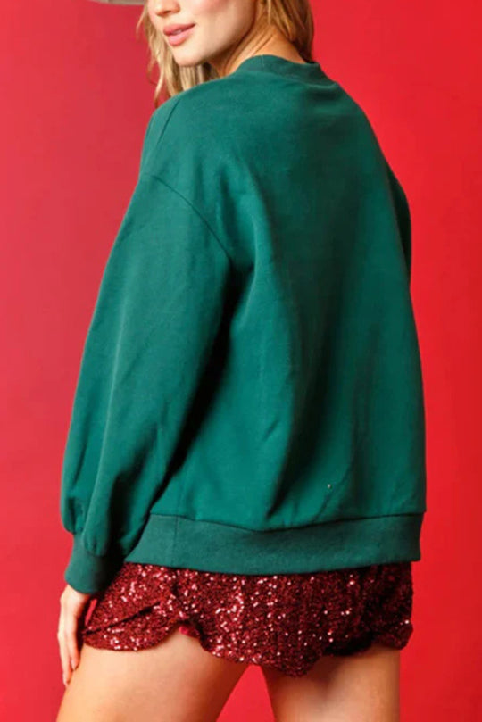 R&B | Weihnachts Süßigkeitenhaus Pailletten Lässiger Lockere Pullover