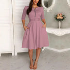 R&B | Kleid mit Gürtel und Reißverschluss