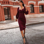 R&B | Ein-Wort-Schulter rückenfreies schlankes Kleid