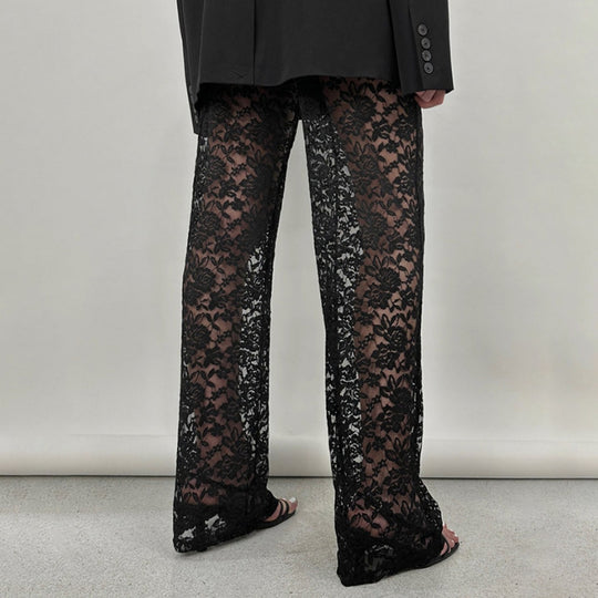 R&B | Spitze Perspektive hohe Taille Spleißen lange gerade Hose