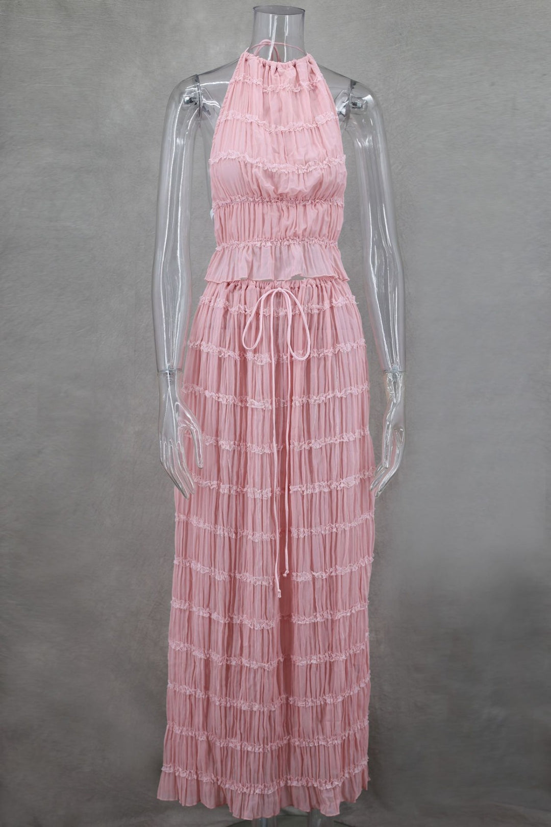 R&B | Neckholder Spitzenweste langes Kleid Set
