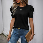 R&B | Solide Farbe Blase Ärmel T-Shirt Frauen