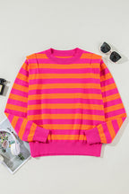 Stripe Schulterpolster Rundhals-Pullover