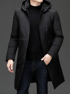 R&B | Lange Winterjacke mit Kapuze Polyester Warm und Windabweisend