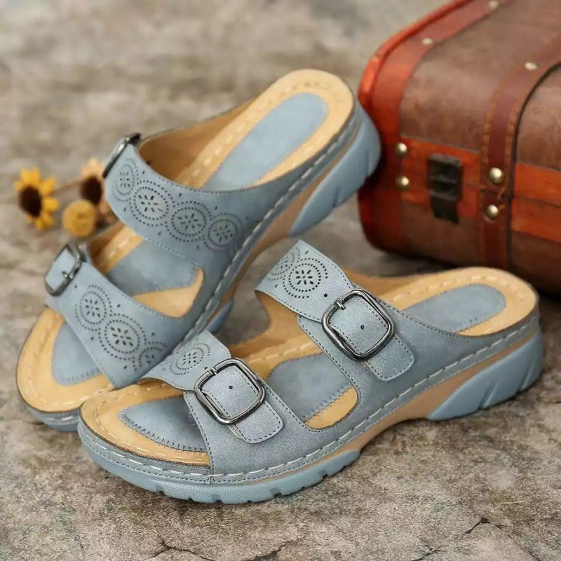Damen Sandalen aus Leder mit verstellbarem Riemen R&B R&B