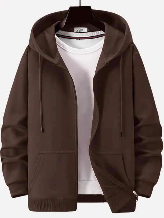 R&B - Lässiger Herbst Full Zip Hoodie mit Kordelzug für Männer