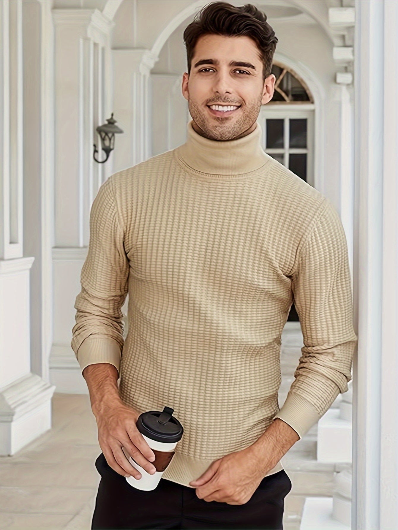 R&B | Rollkragenpullover Waffelstrick Polyester-mix