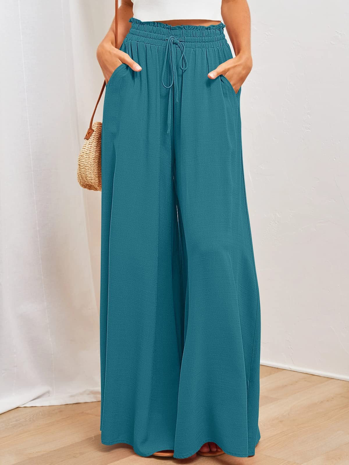 R&B | Hose mit weitem Bein und elastischer Taille