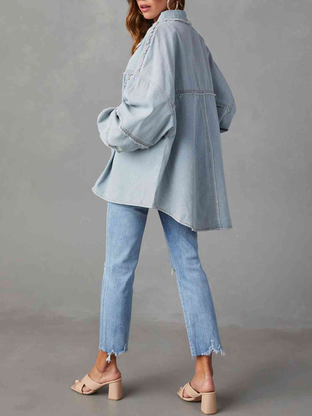 R&B | Button Down Raw Hem Denim Jacke