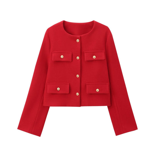 R&B | Hals Einfarbig Einreiher Jacke