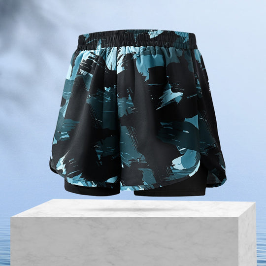 R&B | Doppellagige Herren Sport Fitness Anti-Peinlichkeit Strandhose