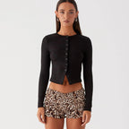 R&B | Einfarbige schmal geschnittene lange Strickjacke