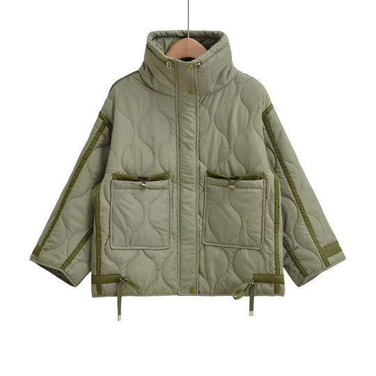 R&B | Baumwolljacke Hüftlang mit Stehkragen und Kordelzug