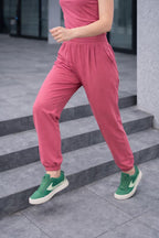 Damen Bequeme und luftige Stoffhose mit elastischem Bund R&B