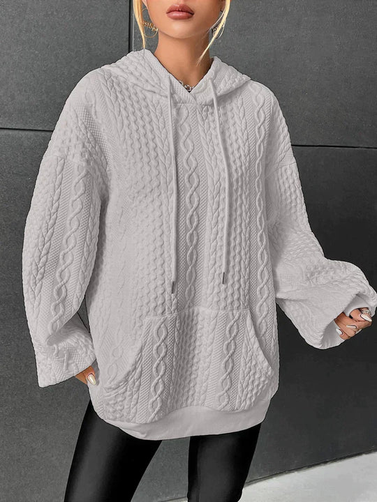 R&B | Übergroßer Pullover mit Kapuze und Kordelzug mit Kordelzug