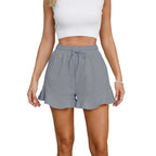 R&B | Shorts aus Baumwolle und Leinen mit Rüschenbesatz und Kordelzug für Damen
