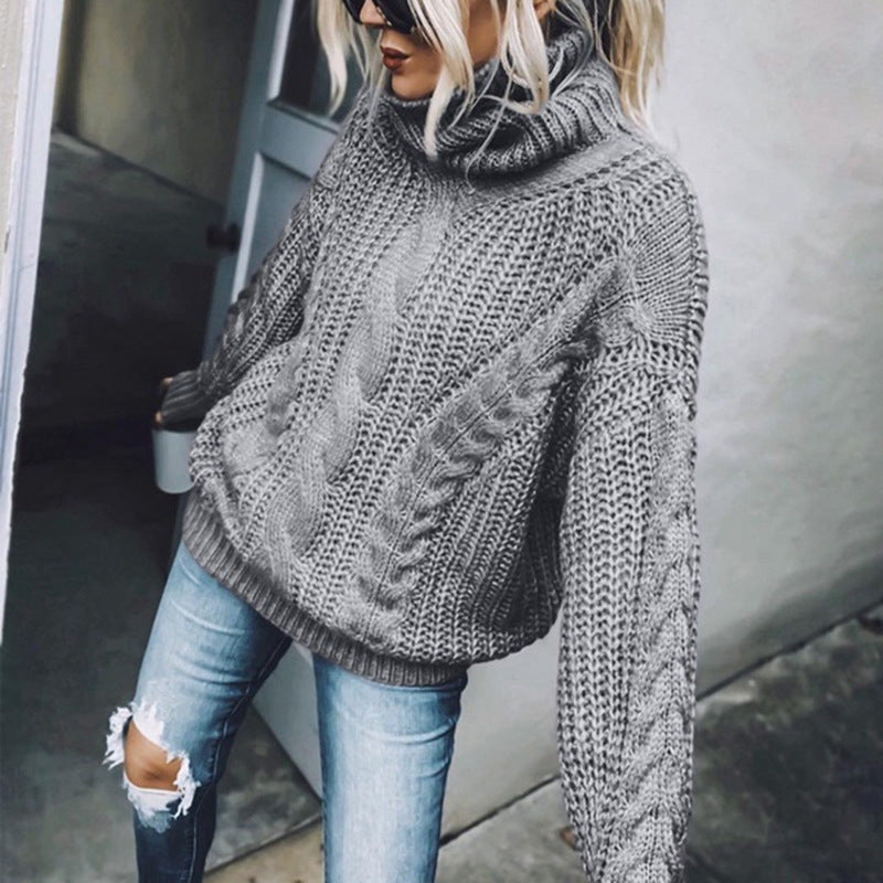 R&B | Chunky Strickpullover mit Rollkragen Weich und Warm Kabelstrick