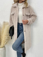 R&B | Lange, Weiche Samtjacke mit Knöpfen Polyester Warm und Bequem
