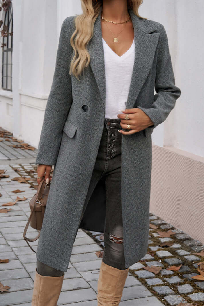 R&B | Eleganter Doppelreihiger Langmantel