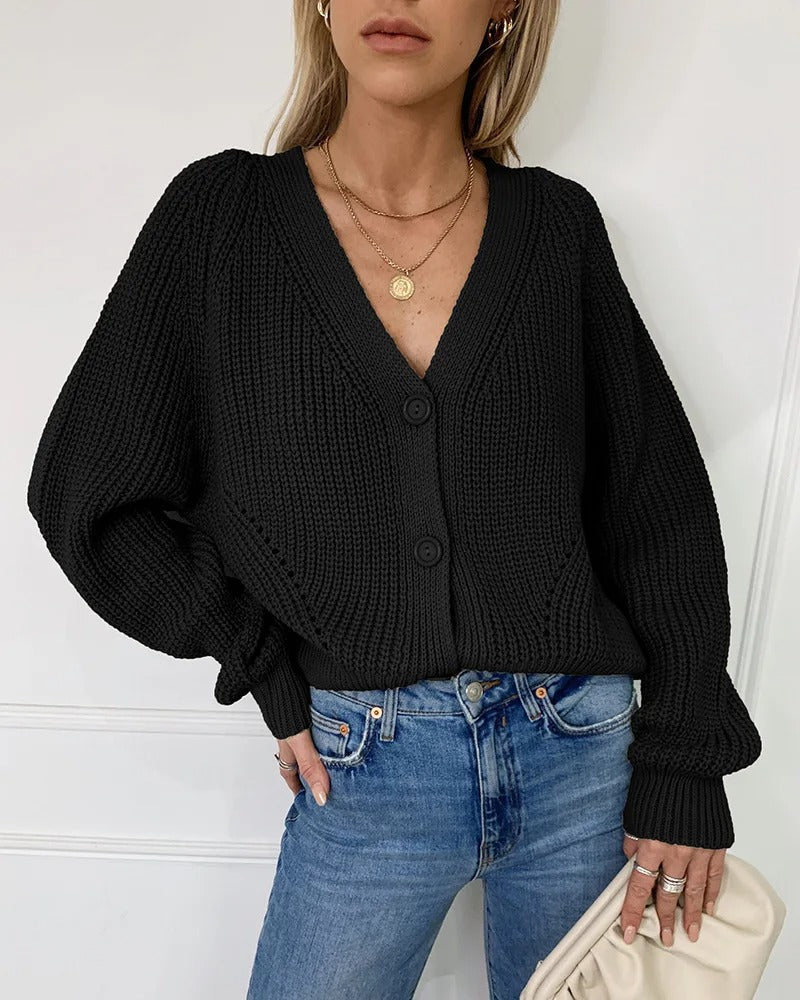 R&B | Kuschelige Strickjacke mit Knopf