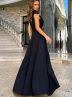 R&B | Damen Maxi-Kleid mit Kreuz V-Ausschnitt und Schleife
