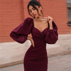 R&B | Ein-Wort-Schulter rückenfreies schlankes Kleid