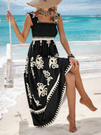 R&B | Bedrucktes Brustwickelkleid im Urlaubsstil