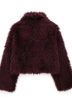 R&B | Kunstpelz Winterjacke in Burgunder