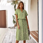 R&B | Polka-Dot-Kleid mit V-Ausschnitt und Knöpfen