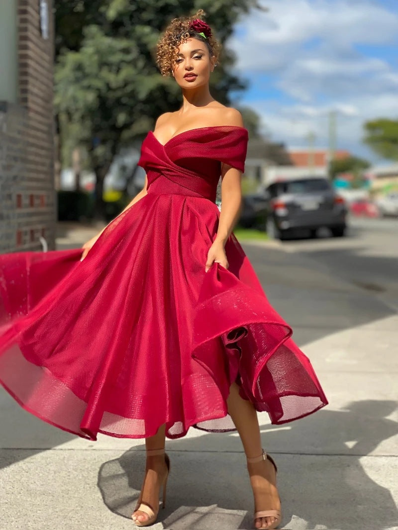 R&B | Elegante Off Shoulder Brautjungfernkleid