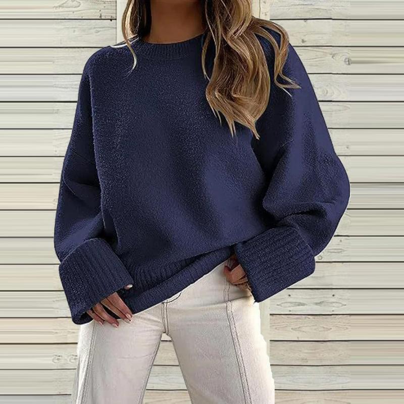R&B | Einfarbiger Pullover mit Rundhalsausschnitt