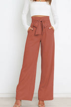 R&B | Hohe Taille Paperbag Hose mit Schleifendetail